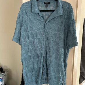 Textured Teal Short Sleeve Shirt